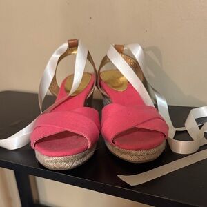 Elegant Pink Espadrille Wedge Sandals